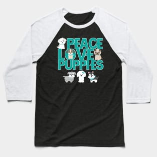 Peace love puppies paw print Baseball T-Shirt